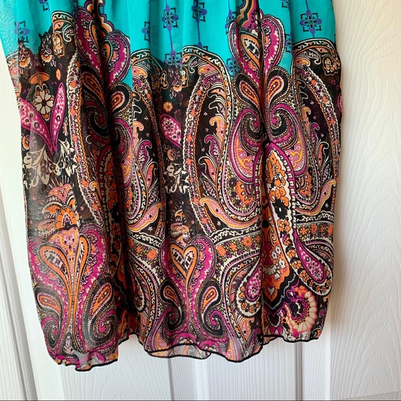 🍍 Forever 21 paisley sheer blue blouse size S - Picture 6 of 8